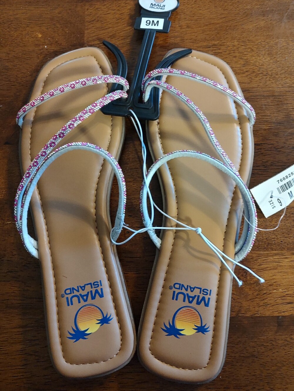 Maui Island Strappy Pink Multi-Glitter Flat Sandals